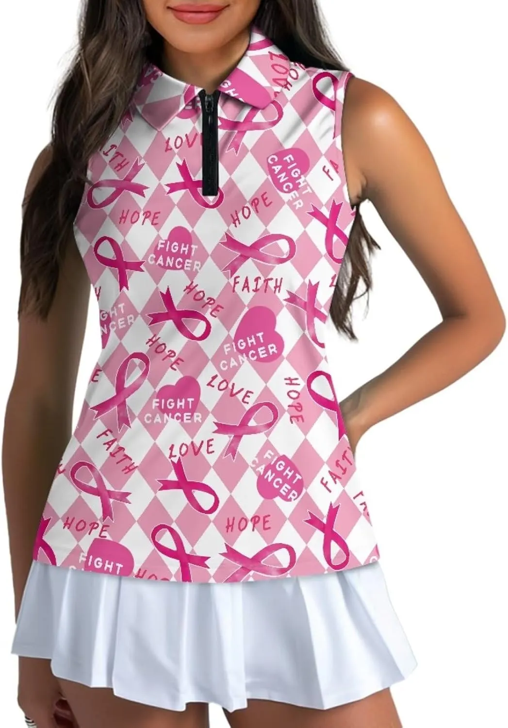 Women's Sleeveless Golf Shirts Moisture Wicking Tennis Shirt Dry Fit 1/4 Zip Sports Tank Tops Collared Slim XS-XXL