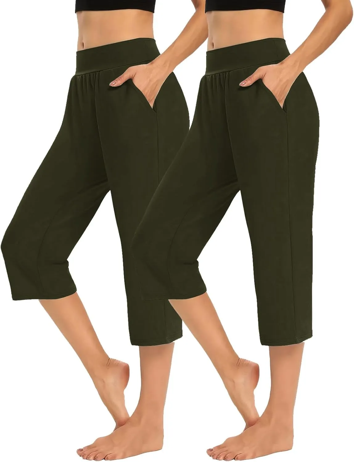 Women's Sweatpants 2 Piece High Waist Yoga Pants Tummy Control Yoga Pants Loose Fit Casual Work Pants with Pockets