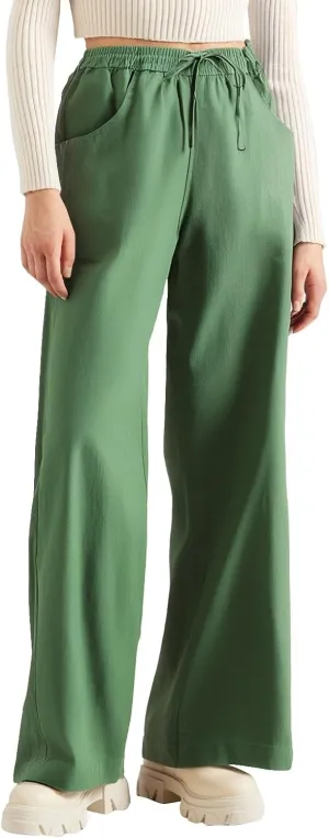 Womens Sweatpants Wide Leg Linen Pants Summer Drastring Adjustable Palazzo Pants Lounge Pants with Pockets