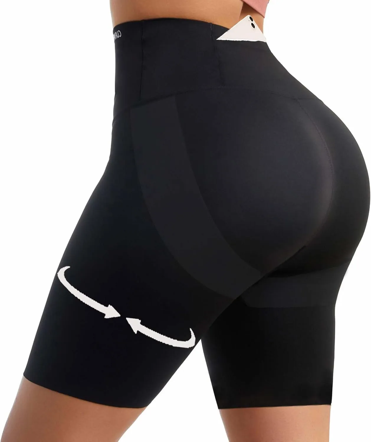 Workout Short Leggings Biker Butt Lifting Shorts with Pockets for Women Running Tummy Control Stretch Shapewear Short Pants(US, Alpha, X-Small, Small, Regular, Regular, Black)