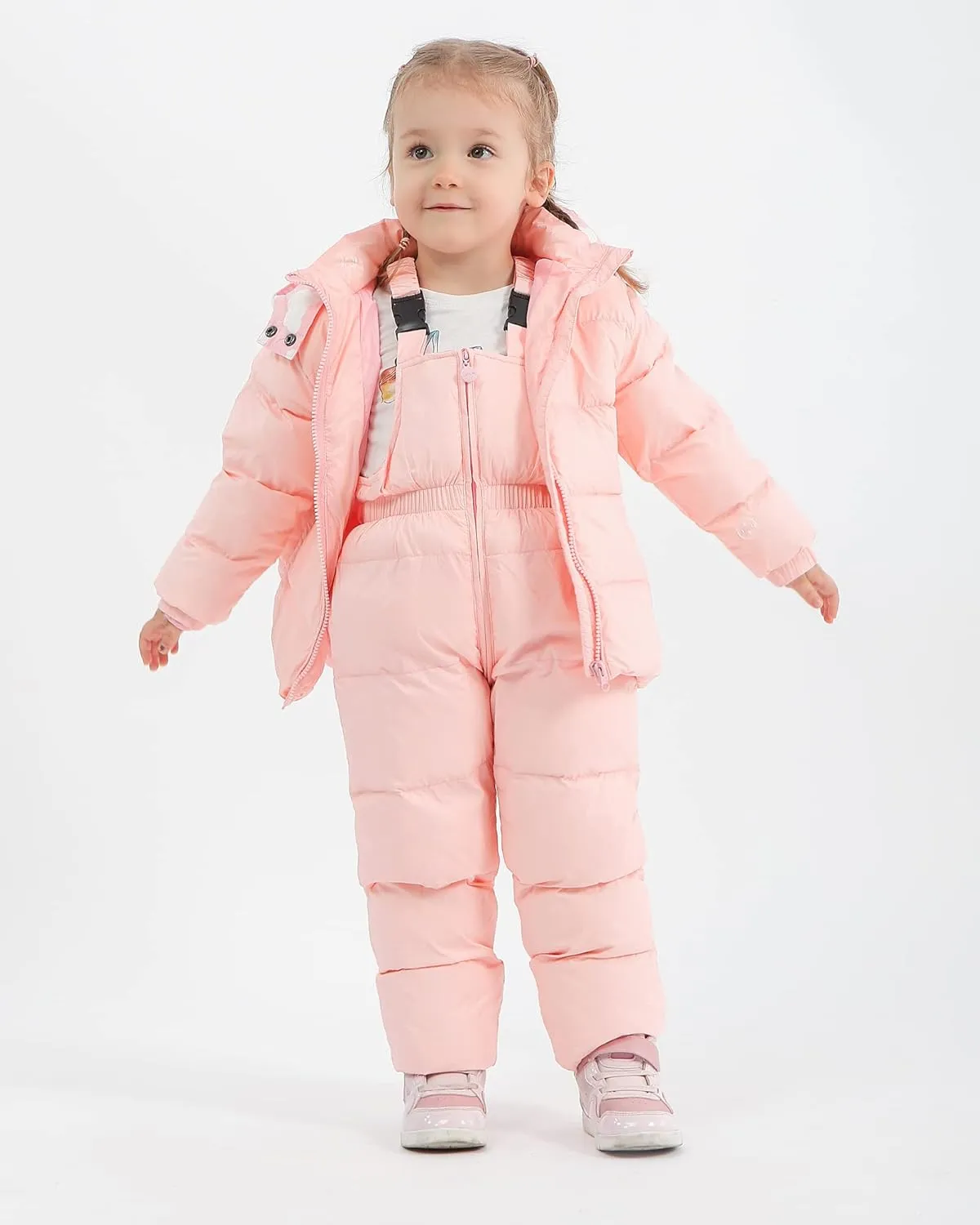 YALLET Baby Girls Boys Snowsuit, Infant Winter Clothes Toddler Kids Winter Warm Hooded Down Jacket Coat   Ski Bib Pants