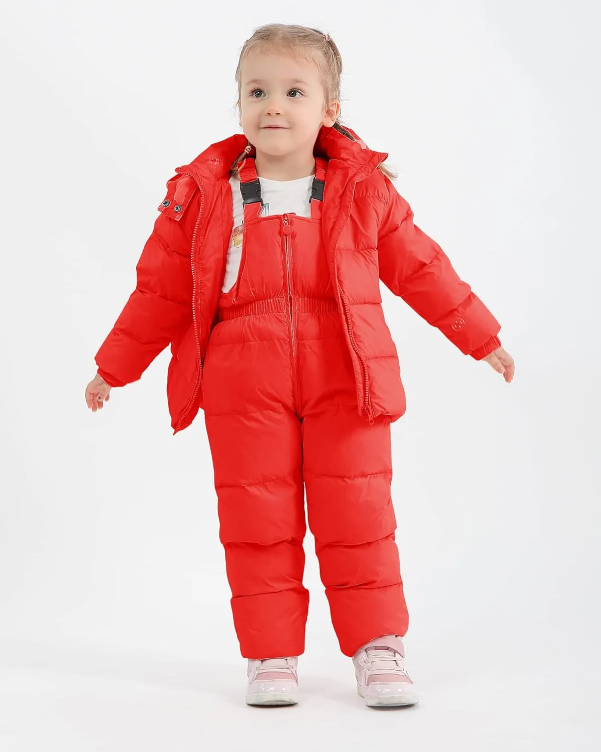 YALLET Baby Girls Boys Snowsuit, Infant Winter Clothes Toddler Kids Winter Warm Hooded Down Jacket Coat   Ski Bib Pants