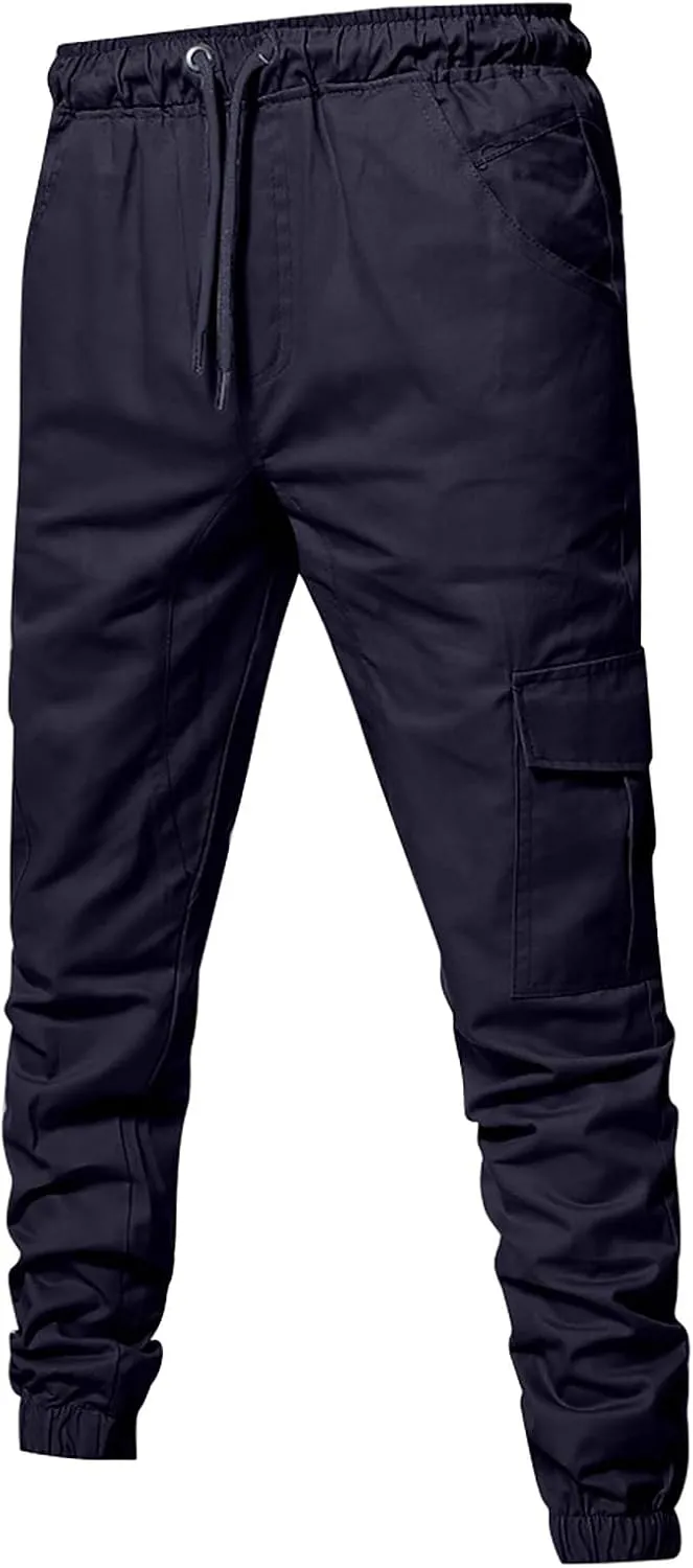 Yoga Pants for Men Warm Pants Exercise Pants Fashion Casual Solid Color Elastic Pocket Overalls Pants