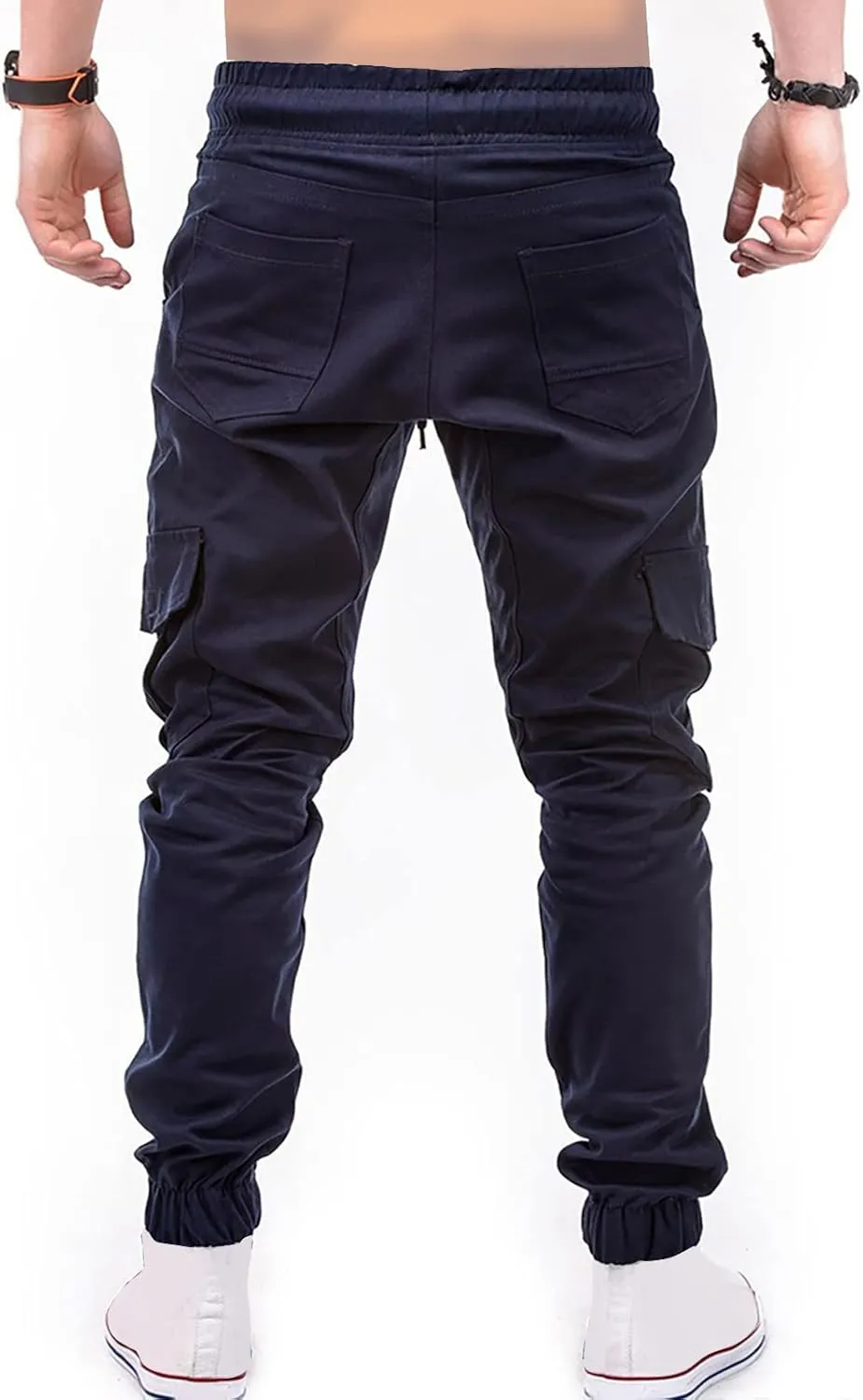 Yoga Pants for Men Warm Pants Exercise Pants Fashion Casual Solid Color Elastic Pocket Overalls Pants