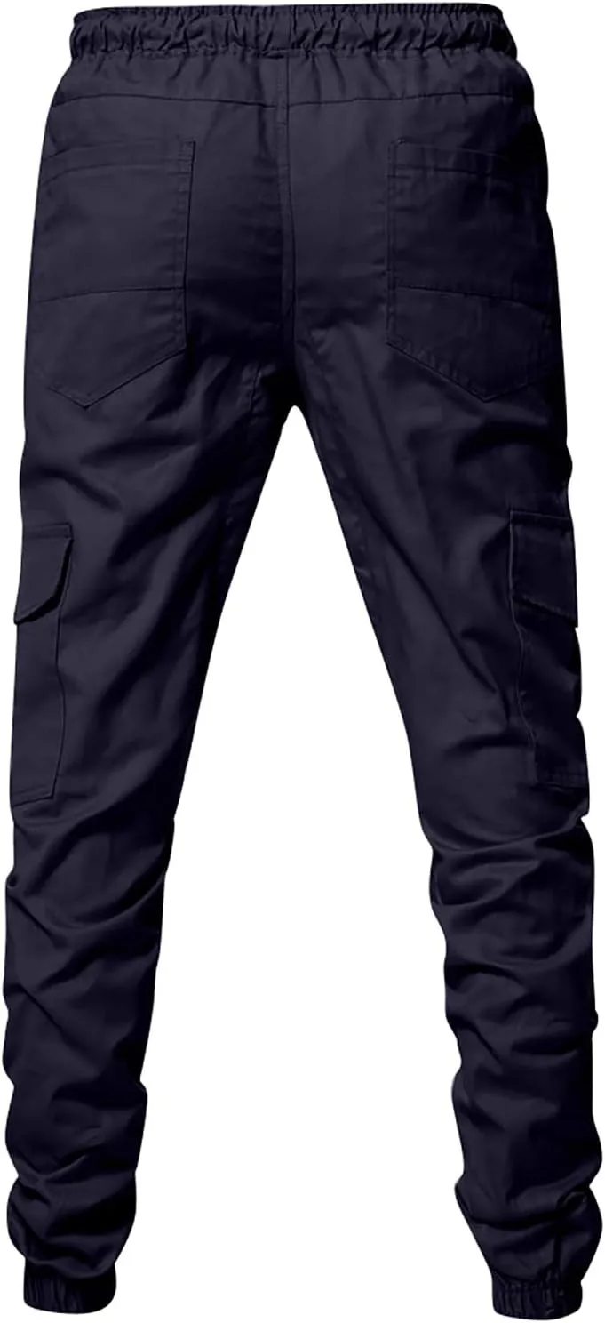Yoga Pants for Men Warm Pants Exercise Pants Fashion Casual Solid Color Elastic Pocket Overalls Pants