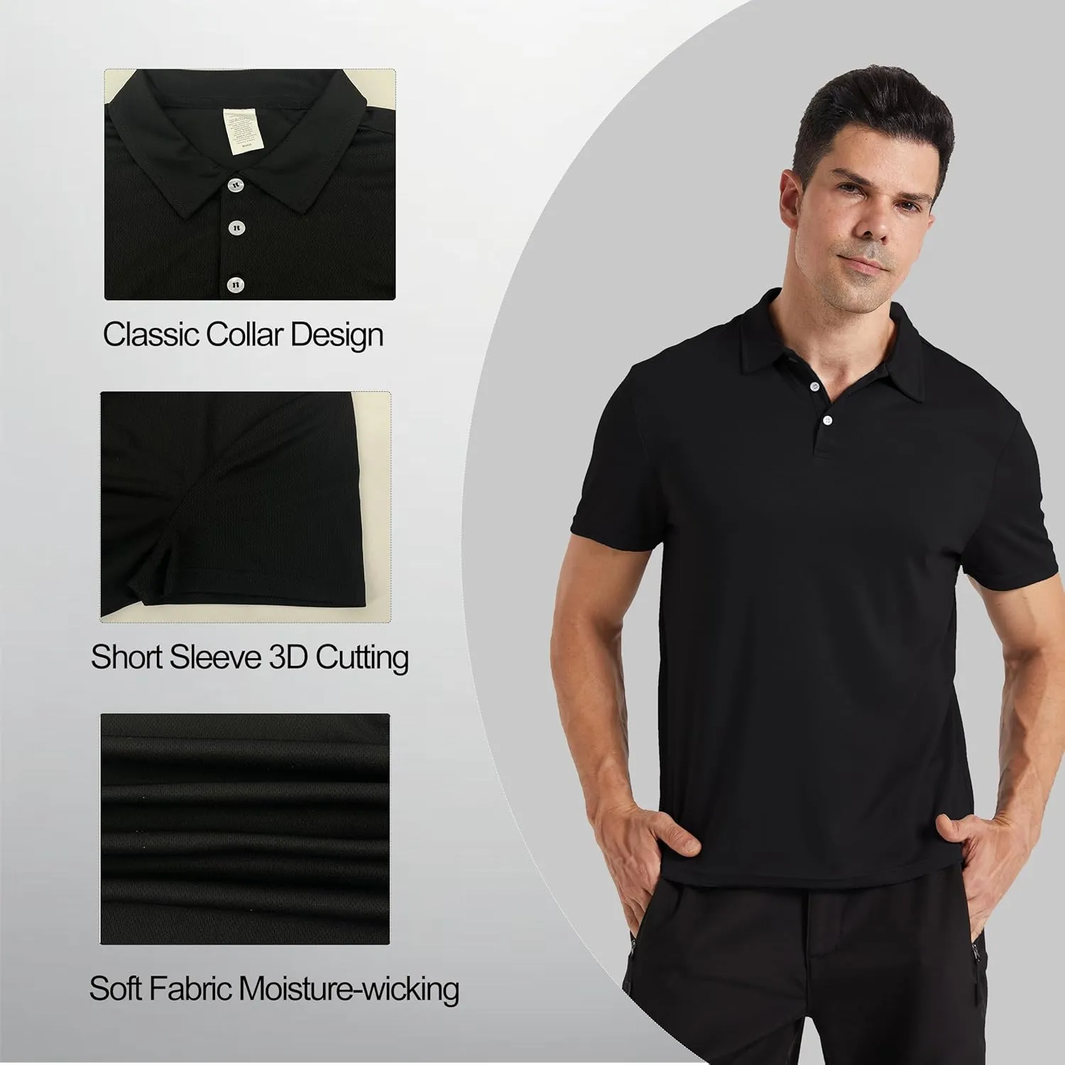 YUSHOW Mens Athletic Polo Shirts Short Sleeve Quick Dry Golf T-Shirt