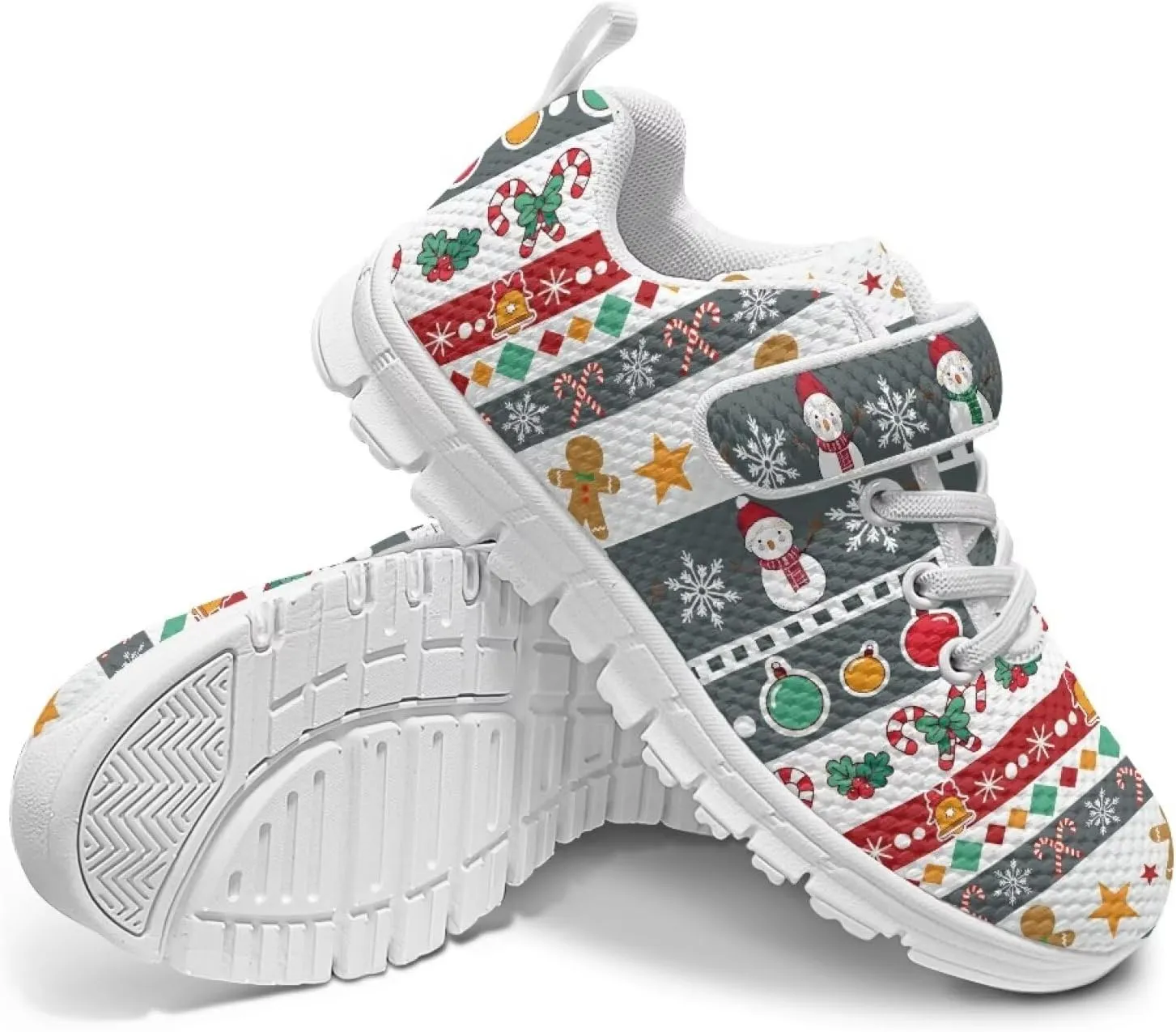 Yzaoxia Christmas Little/Big Kids Tennis Shoes Mesh Shoes with Strap