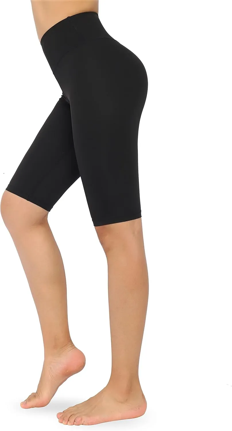 Zinmore Women's Knee Length Tights Yoga Shorts Workout Pants Running Leggings with Pockets