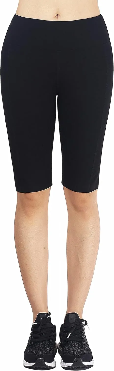 Zinmore Women's Knee Length Tights Yoga Shorts Workout Pants Running Leggings with Pockets